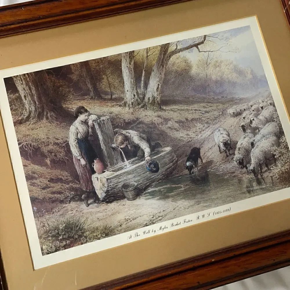 Myles Birket Foster “At The Well” R.W.S (1825-1899) Framed & Matted Print 12x15